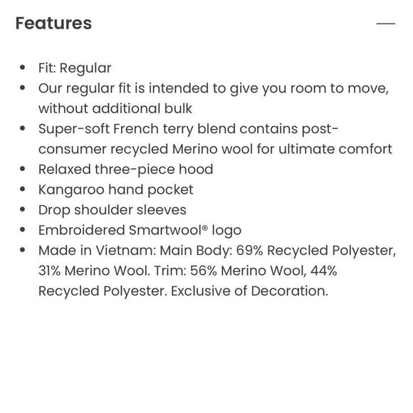 NWT SMARTWOOL Unisex Recycled Terry Hoodie M - Picture 10 of 11